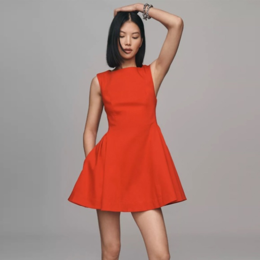 Anthropologie Red Sleeveless Fit-and-Flare Mini Dress